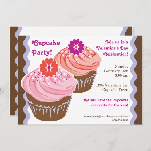 Invitation Petits gâteaux de Valentine (Devant / Derrière)