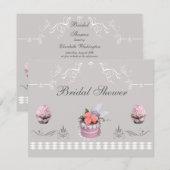 Invitation Petits gâteaux élégants roses et Fête de la mariée (Devant / Derrière)