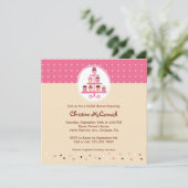 Invitation Petits gâteaux sur un support (rose/crème) (Debout devant)