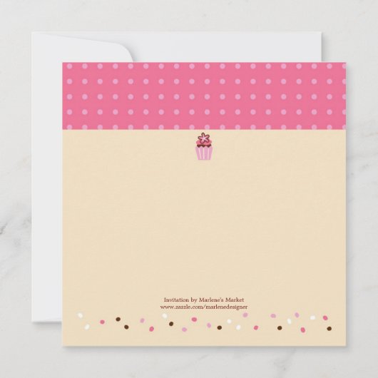 Invitation Petits gâteaux sur un support (rose/crème) (Dos)