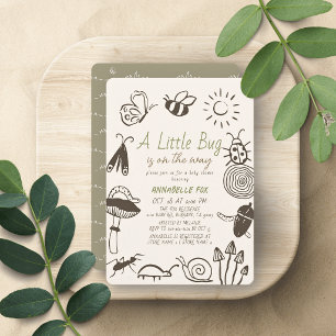 Invitation Petits Insectes Champignon Gribouillis Garçon Baby