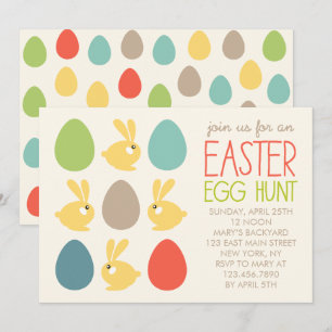 Invitation Petits lapins et oeufs de Pâques Fête de Pâques In