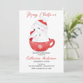 Invitation Petits lièvres de Noël dans un Baby shower de tass (Debout devant)