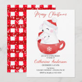 Invitation Petits lièvres de Noël dans un Baby shower de tass (Devant / Derrière)