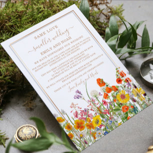 Invitation Petits Mariage Réduit Fleurs Sauvages Colorées