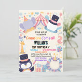 Invitation petits mignons Carnaval Cirque Spectacle 1er anniv (Debout devant)