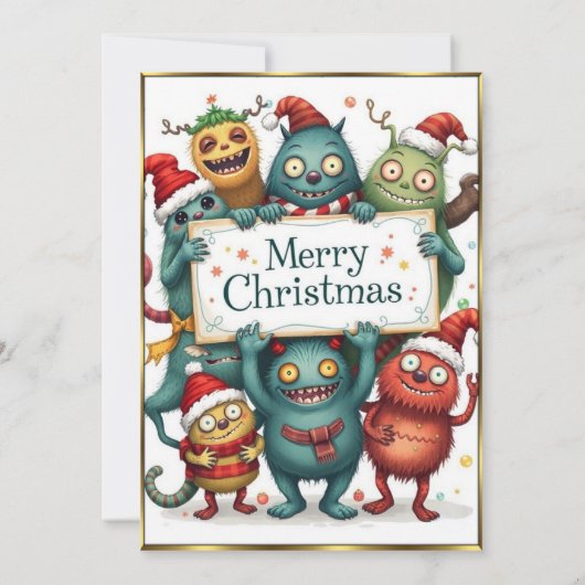 Invitation Petits monstres Noël très belle fête 2 (Dos)