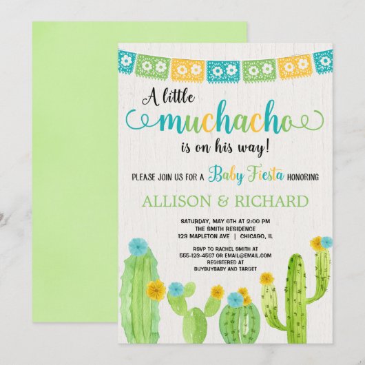 Invitation Petits muchacho couples baby shower de fête (Devant / Derrière)