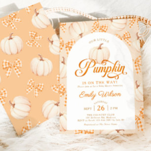 Invitation Petits noeuds à carreaux citrouille Baby Shower