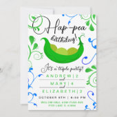 Invitation Petits pois dans une cosse Fun Triplets verts ou f (Devant)