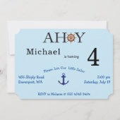 Invitation Petits Sailor Nautical Boys Anniversaire (Dos)