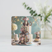INVITATION PETITS SINGES SUR UN GÂTEAU D'ANNIVERSAIRE (Debout devant)
