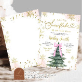 Invitation Petits Snowflakes roses Arbre Bow Baby shower rose