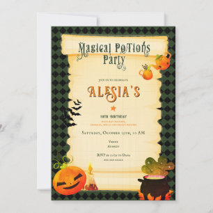 Invitation Petits sorciers, sorcières et potions d'anniversai