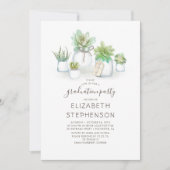 Invitation Petits succulents Mason Jars Graduation rustique (Devant)