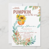 Invitation Petits Tournesols Citrouille, Feuilles, Points Fêt (Devant)