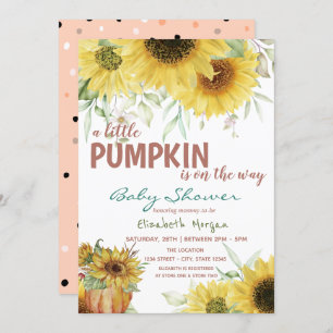 Invitation Petits tournesols Citrouilles, Baby shower de poin