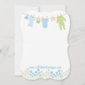 Invitation Petits vêtements bleus et verts Sip and See (Dos)