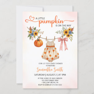 Invitation Petits vêtements Citrouilles Baby shower d'automne