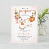 Invitation Petits vêtements Citrouilles Baby shower fille (Debout devant)