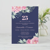 Invitation Pétonies florales roses rousses de la marine 25e a (Debout devant)