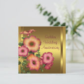 Invitation Pétunias dorés 50e anniversaire de mariage (Debout devant)