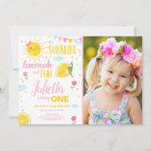 Invitation Peu d'anniversaire de citron de fille de rose de (Devant)