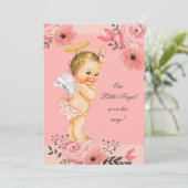 Invitation Peu d'aquarelle d'ange de blonde fleurit le baby (Debout devant)