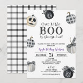 Invitation Peu de BOO est presque à venir, Baby shower d'Hall (Devant / Derrière)