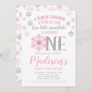 Invitation Peu de flocon de neige, anniversaire d'ONEderland