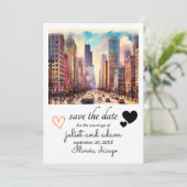 Invitation Peu de Hearts chicago skyline mariage enregistrer  (Debout devant)