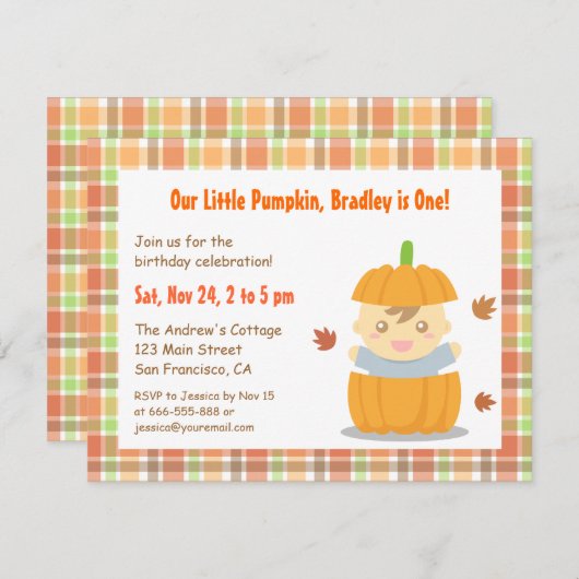 Invitation Peu de première fête d'anniversaire de (Devant / Derrière)