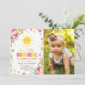 Invitation Peu de rose d'invitation d'anniversaire de soleil (Debout devant)