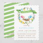 Invitation Peu d'invitation bleue de baby shower de garçon (Devant / Derrière)