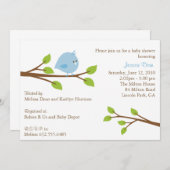 Invitation Peu d'invitation de douche de bébé de birdie (Devant / Derrière)