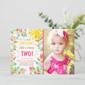 Invitation Peu d'invitation de fête d'anniversaire de soleil (Debout devant)