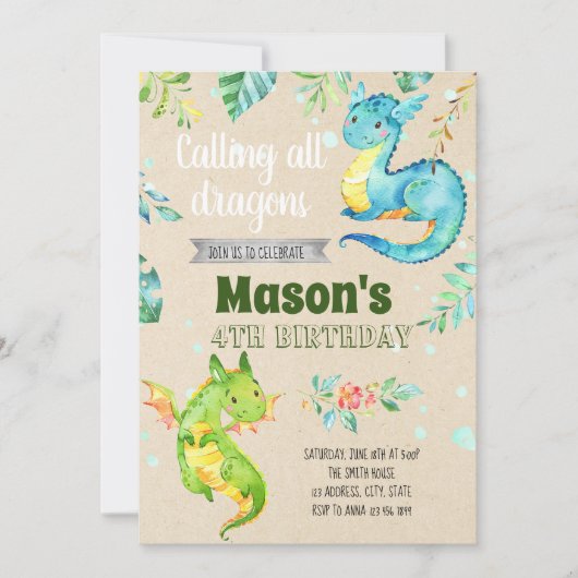 Invitation Peu d'invitation de partie de dragon (Devant)