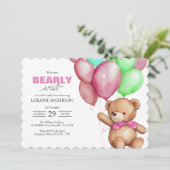 Invitation Peuvent Attendre Jeune Fille Rose Baby shower Invi (Debout devant)