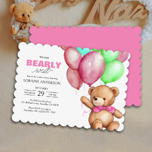Invitation Peuvent Attendre Jeune Fille Rose Baby shower Invi