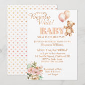 Invitation Peux à peine attendre - Douce fille ours en peluch (Devant / Derrière)