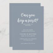 Invitation Peux-tu garder un secret ? | Fiançailles bleu Dust (Devant / Derrière)
