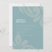 Invitation Pewter Blue Tasful Classic Mariage damassé (Devant)