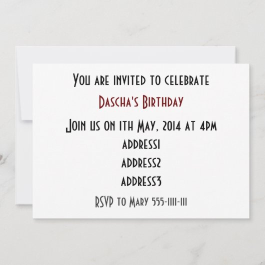 Invitation Phaléonopsis rose (Dos)