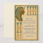 Invitation Pharaon royal égyptien Motif Lotus Gold (Devant / Derrière)