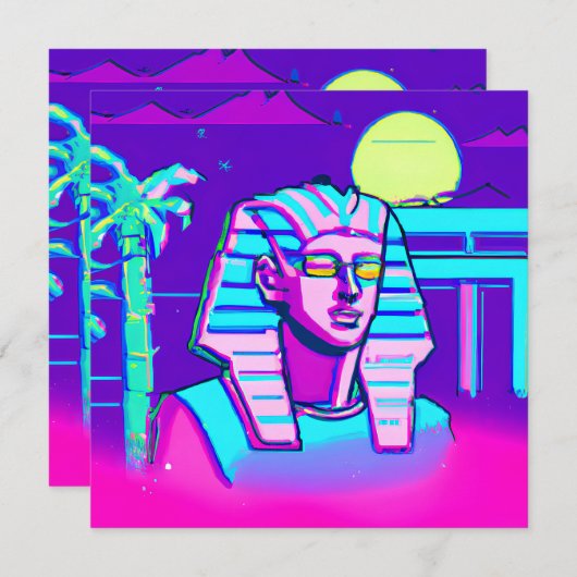 Invitation Pharaon Synthwave (Devant / Derrière)
