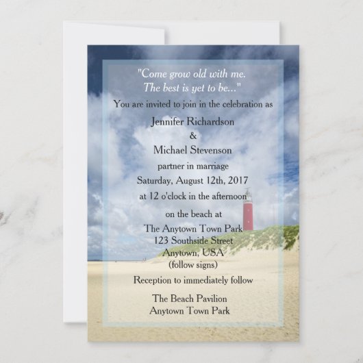 Invitation Phare À La Plage Mariage Décontracté (Devant)