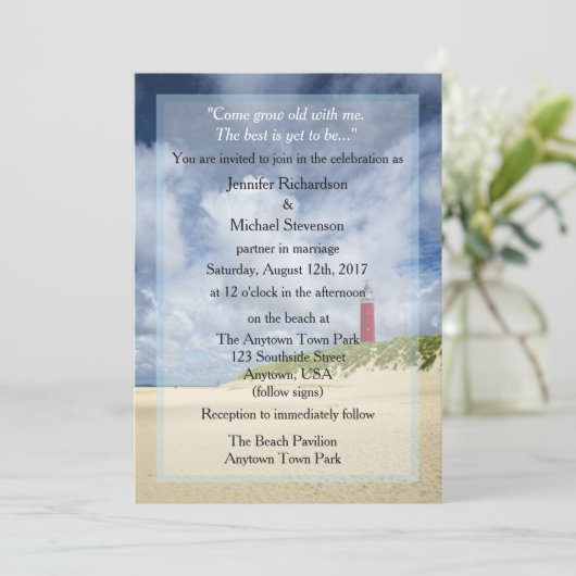 Invitation Phare À La Plage Mariage Décontracté (Debout devant)