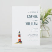 Invitation Phare à l'aquarelle gris serein (Debout devant)
