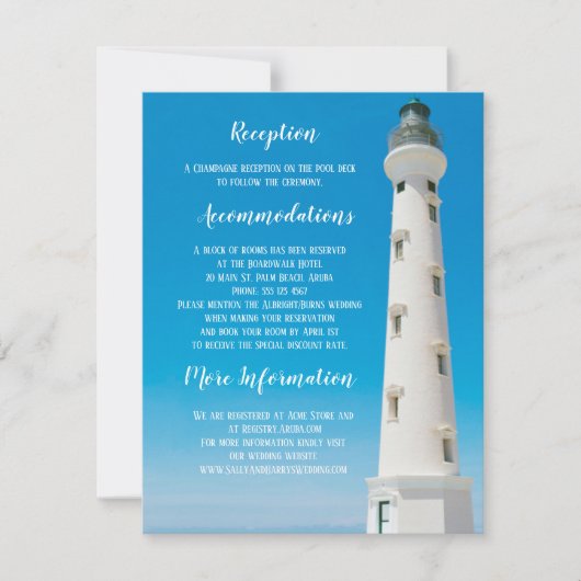 Invitation Phare Aruba Destination Mariage Enclôture (Devant)