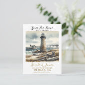 Invitation Phare côtier rustique bord de mer Enregistrez la d (Debout devant)
